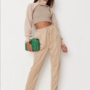 Misguided Beige  drawstring ankle length seam detail cigarette Trouser  Sz. 12